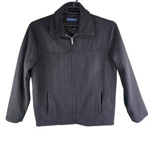 Mens John Ashford Black Wool Blend Full Zip Jacket Quilted Lined Size M